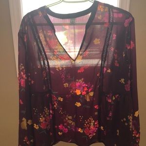 Sheer floral blouse